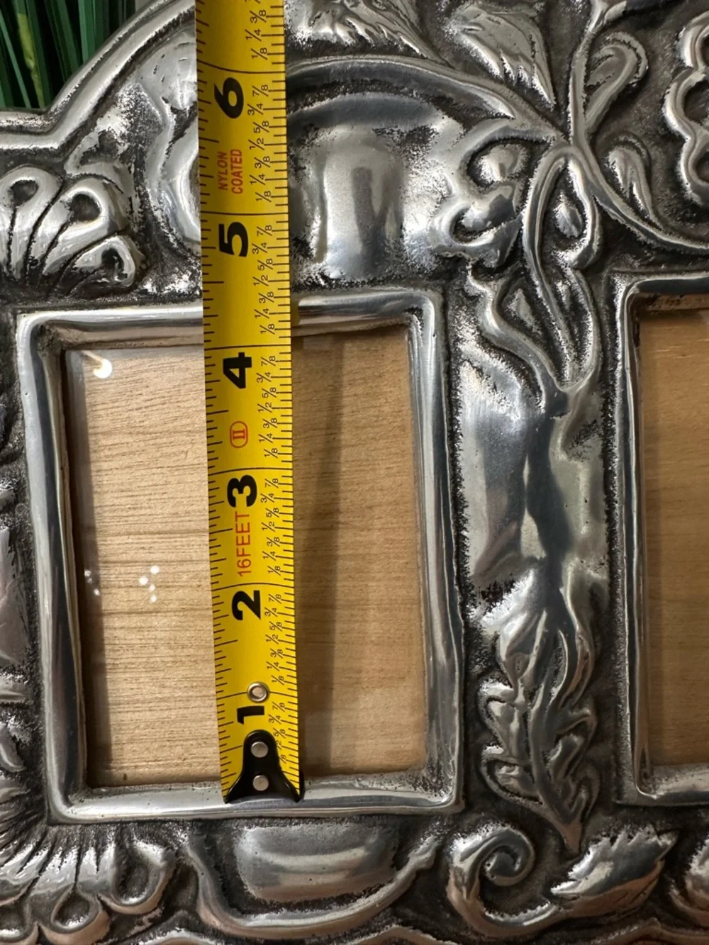 Vintage Artmex Pewter Ornate Triple Picture Frame 18” x 9.5” Heavy Elegant GUC